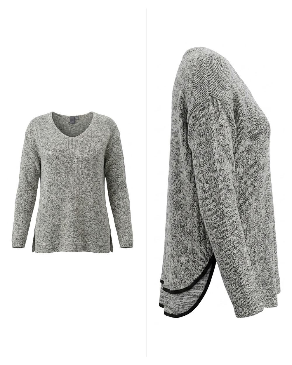 Quinn Gray Marled Knit Scoop Neck High-Low Layered Hem Sweater Women Size M